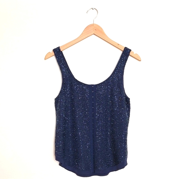 New Renzo + kai botton up beaded silk  tank - Picture 3 of 14